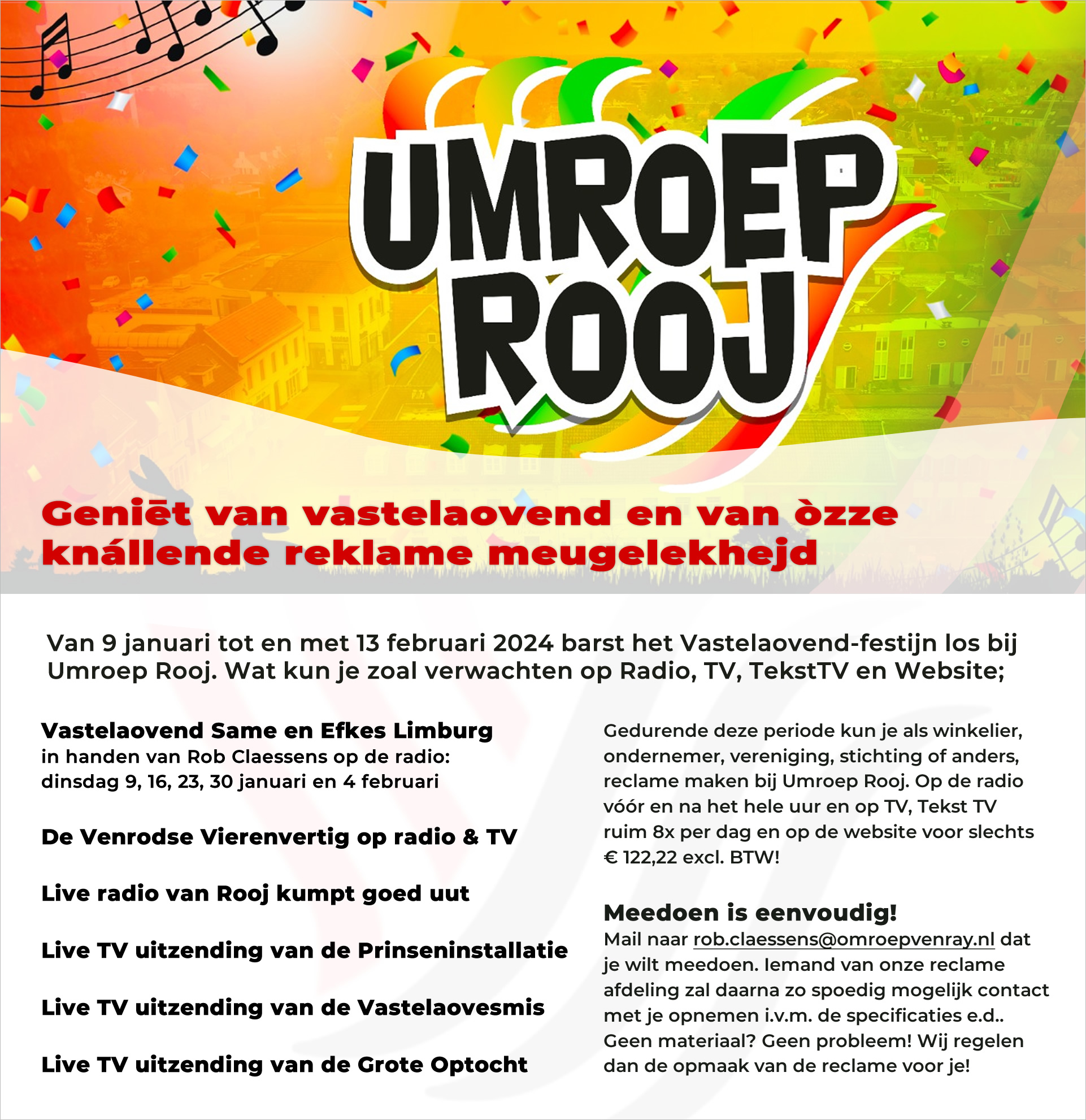 ADVERTEREN BIJ UMROEP ROOJ 2024