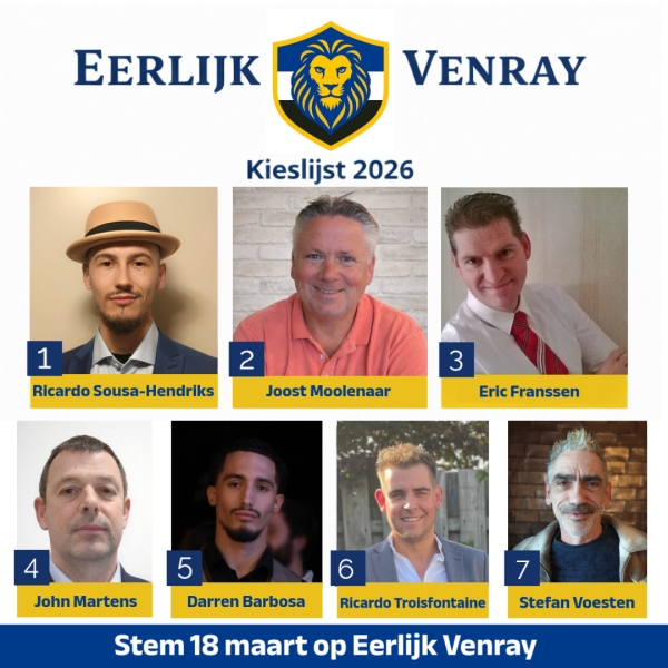 Kandidatenlijst Eerlijk Venray bekendgemaakt