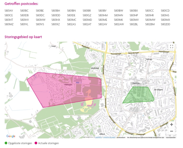 Groot gedeelte Venray was in het donker