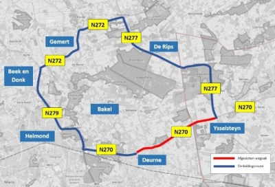 Werkzaamheden aan N270; weg tussen Deurne en Ysselsteyn dit weekend afgesloten voor verkeer