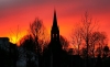 Grote kerk in avondrood