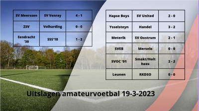 voetbaluitslagen amateurs 19-3-2023