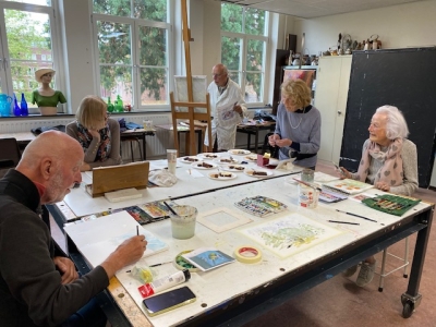Venrayse schildergroep Ambitie exposeert in het Theehuis Odapark