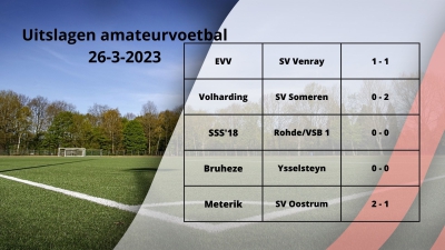 Uitslagen amateurvoetbal 26-3-2023