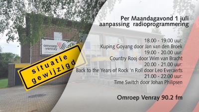 radioprogrammering maandagavond