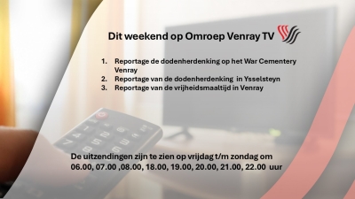 Tv uitzendingen aanstaand weekend