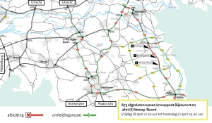 Weekendafsluiting A73 tussen knooppunt Rijkevoort en afrit Venray-Noord