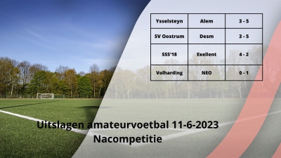 Uitslagen amateurvoetbal 11-6-2023 Nacompetitie